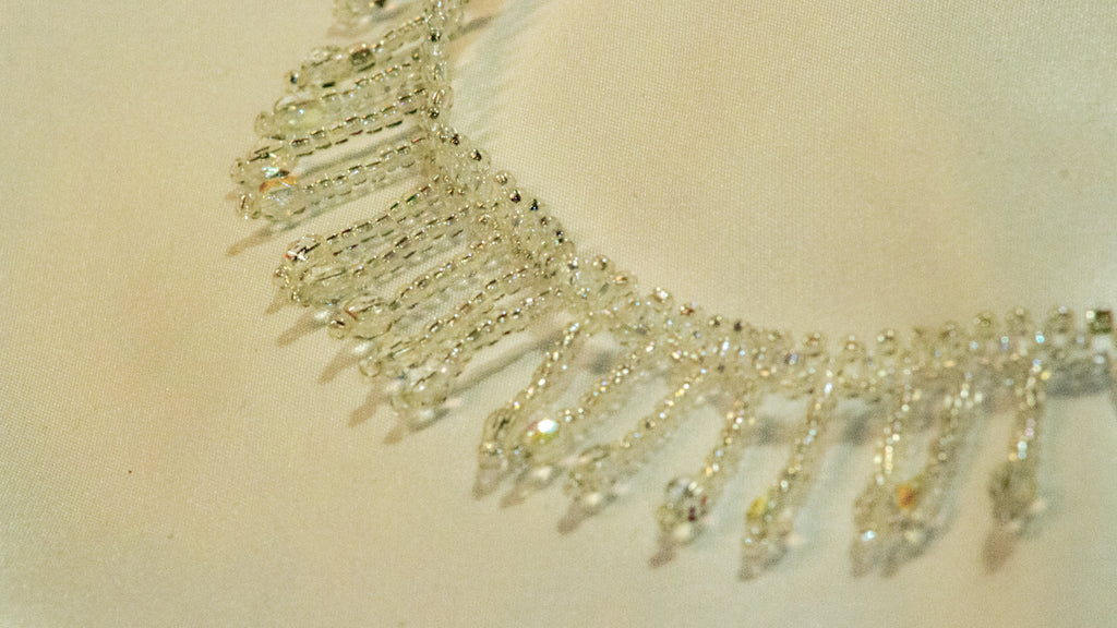 Collier Perles Frange Blanc Transparent