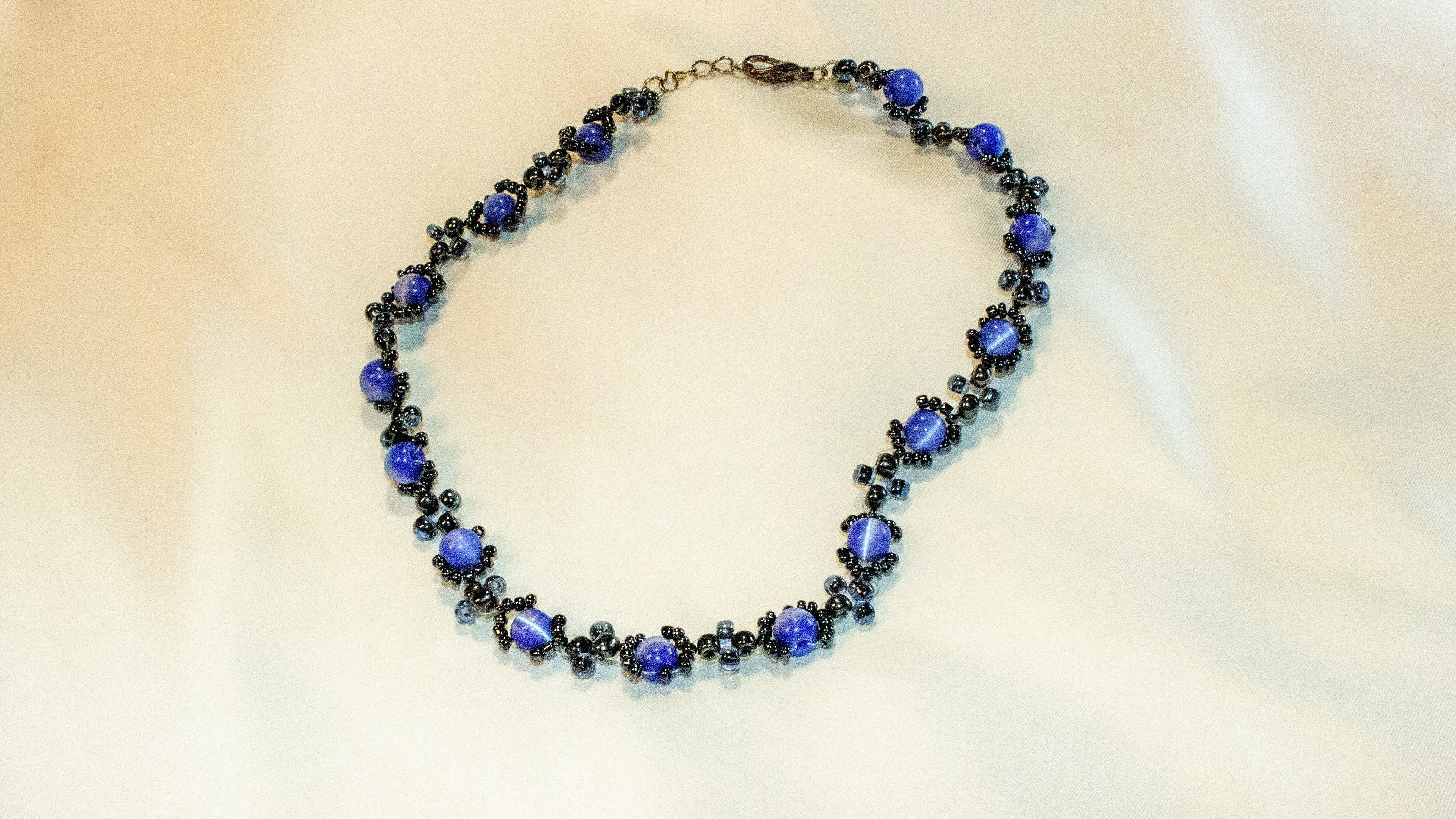Collier Perles Bleues