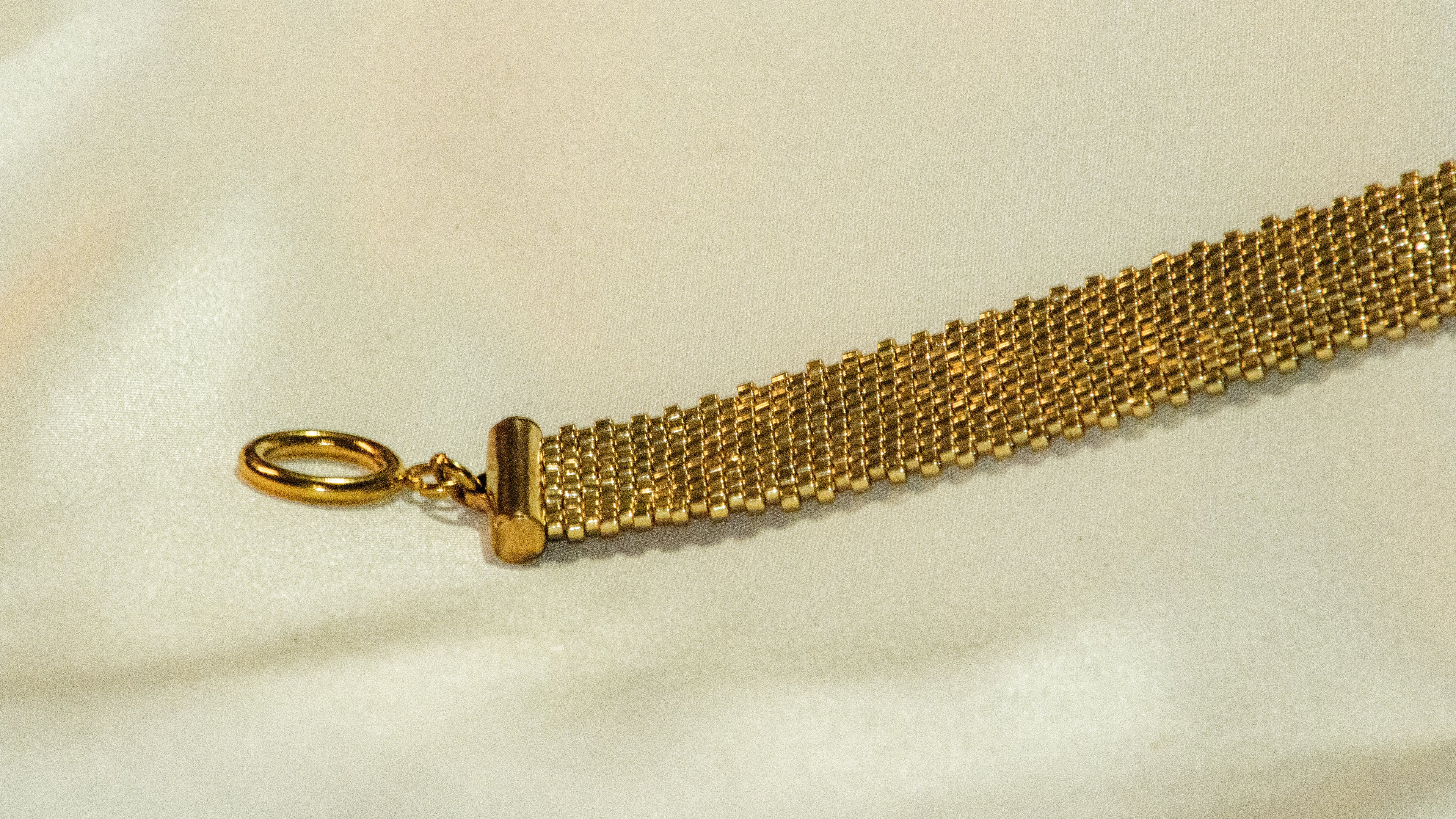 Bracelet Tissé Perles Doré